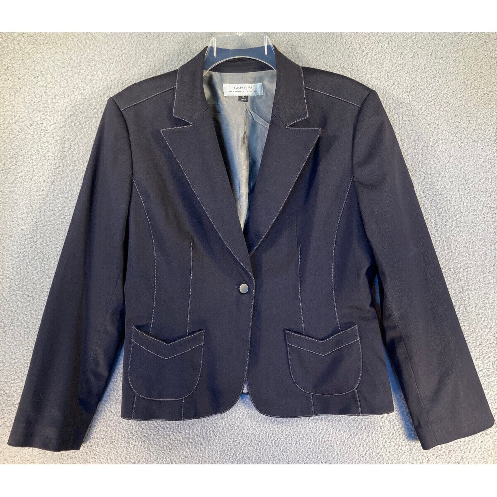 Tahari Blazer Women's 14 Black Arthur‎ S. Levine Classic Lined Office Career